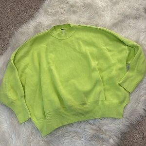 Free People Neon Green Sweater oversized fit